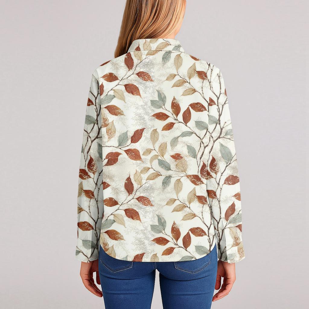 Women's Shirt With Floral Print Buttons, Long Sleeved Casual Regular Shirt  Blouses Casual Plus Size Basic Tops