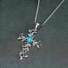 Ins Platinum Cross Flower Vine Pendant Necklace Niche Design Personalized Clavicle Chain