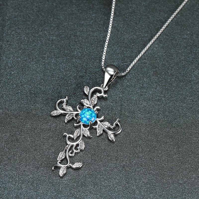 Ins Platinum Cross Flower Vine Pendant Necklace Niche Design Personalized Clavicle Chain