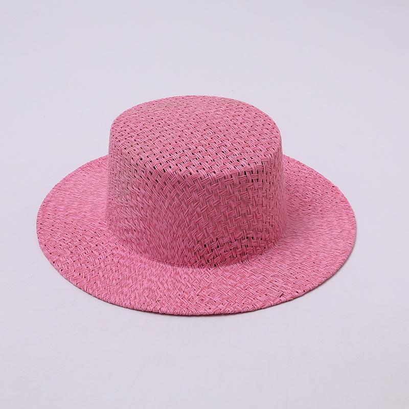 French Flat Top Top Hat Multi-colored Narrow Brim Daily Versatile Retro Straw Hat Summer Sun Hat Breathable Vacation