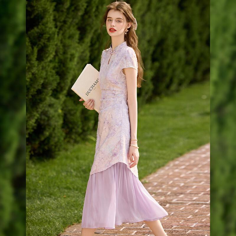 Bailuyu Elegant Jacquard Stand Collar Dress