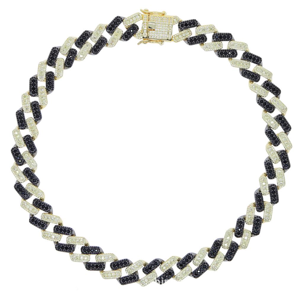 

Хип-хоп двухцветная бриллиантовая мужская кубинская цепь 15 мм 46cm