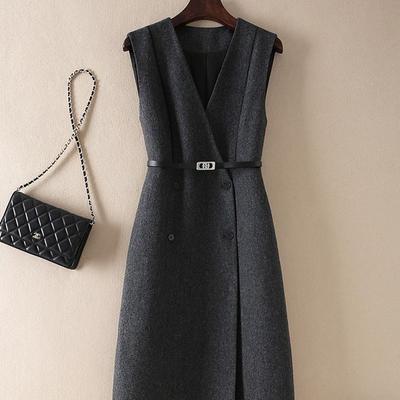 Dress for Woman Cotton Autumn Plus Size Loose Floral Vintage Solid Colours Casual Soft Long V-Neck Sleeveless Slim-Fit Dresses