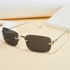 Men's Metal Frameless Sunglasses Square Retro Metal Bracket Small Frame Trimmed Y2K Sunglasses Trendy Street Photography