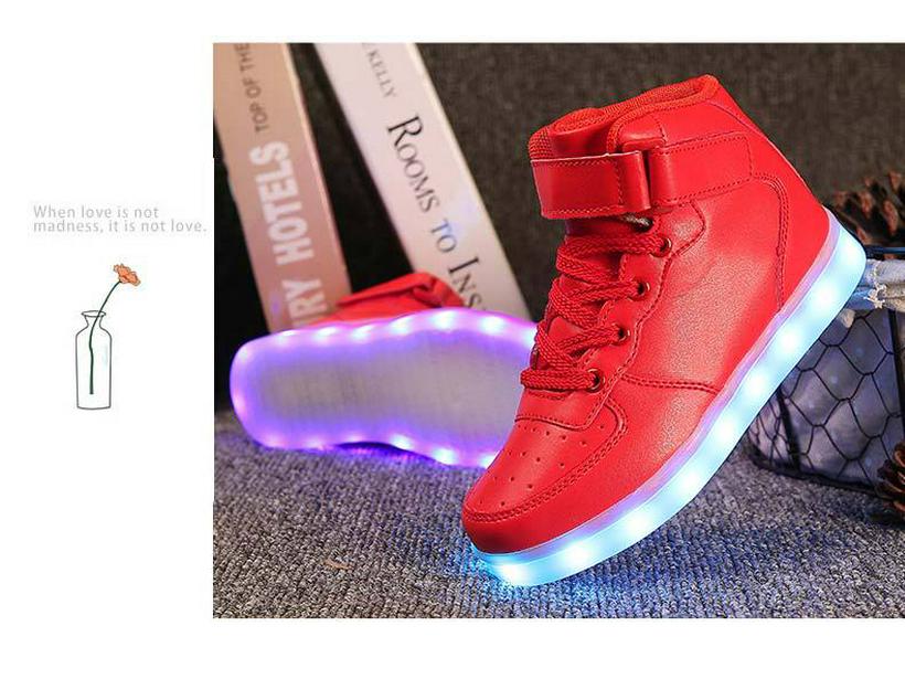 LED Light-Up High-Top Kids' Fashion Sneakers