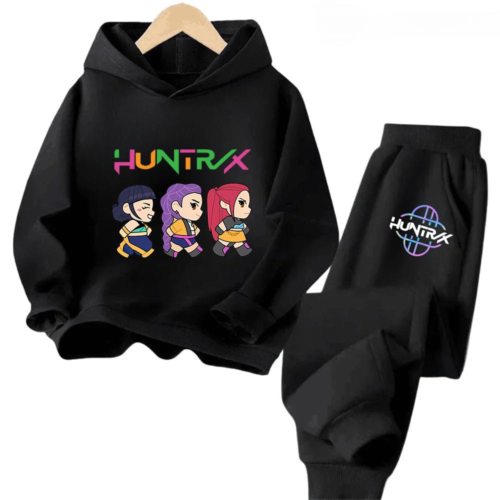 Autumn Hot Movie KPop Demon Hunters Hooded Children's Hoodies Set Pants Suit 2pcs Set Casual Fashion Boy Girl Sportwear Clothing