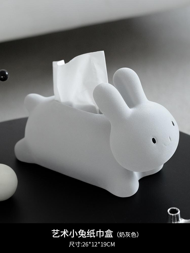 

Flocking Creative Modern European Art Rabbit Tissue Box Luxury Tea Dining Table Living Room Bedroom Hotel Decoration Napkin Box сірий