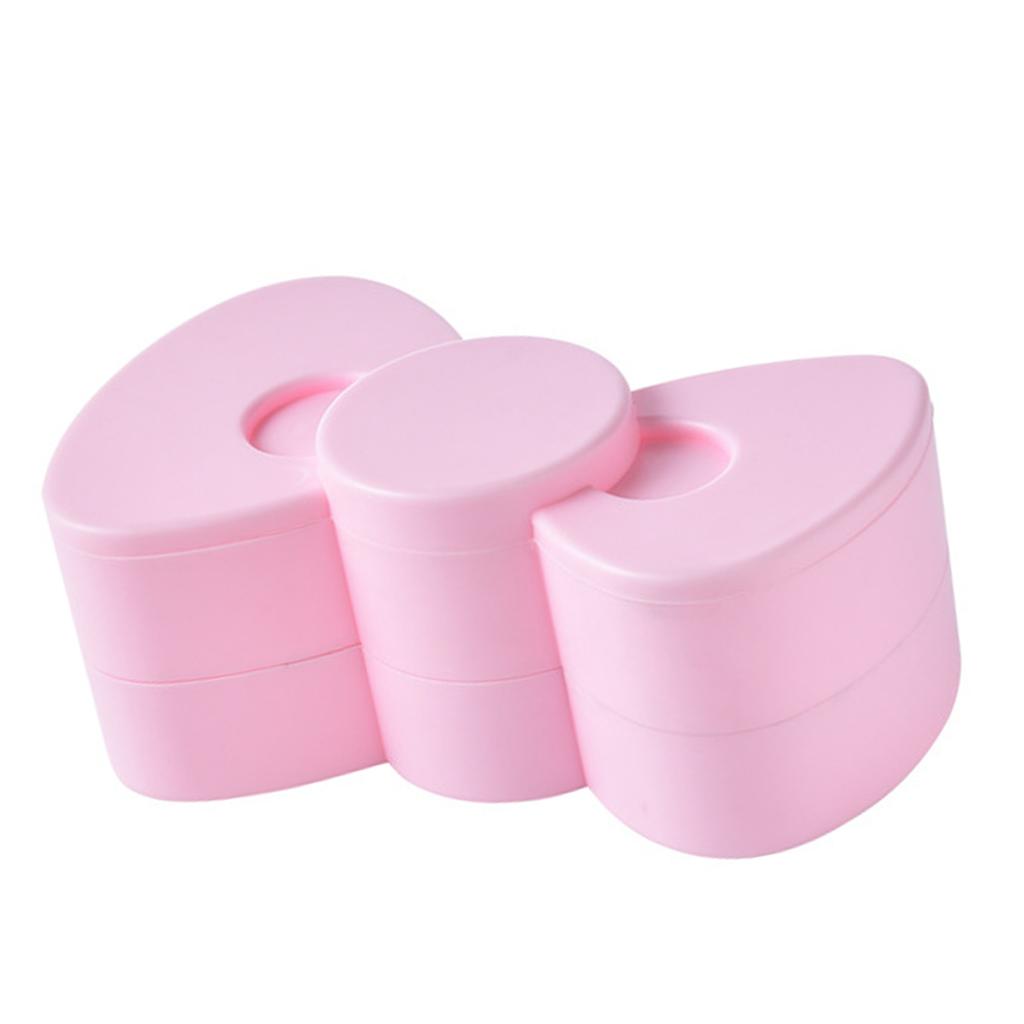 Double Layer Rotating Jewelry Storage Box Small Jewelry Tray Bowknot Case Women Jewelry Earring