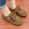 Spring Autumn New Style Old Beijing Cloth Shoes Women Single Shoes Retro Bohemian Slip-On Lazy Bean Shoes round Toe Rubber Sole