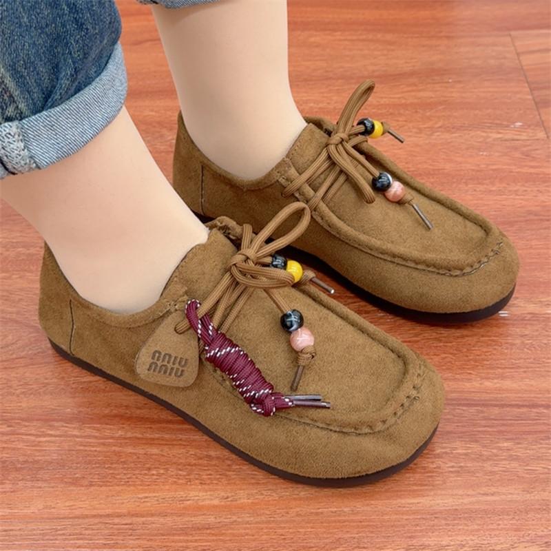 Spring Autumn New Style Old Beijing Cloth Shoes Women Single Shoes Retro Bohemian Slip-On Lazy Bean Shoes round Toe Rubber Sole