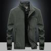 Spring New Men's Outdoor Casual Stand-up Collar Jacket, Youth Large Size Solid Color Elastic Jacket