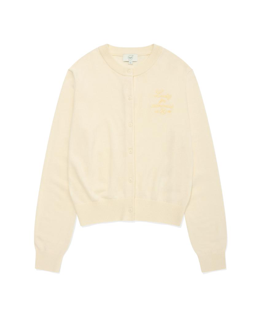 COVERNAT WOMAN Basic Round Wool Knit Cardigan Ivory