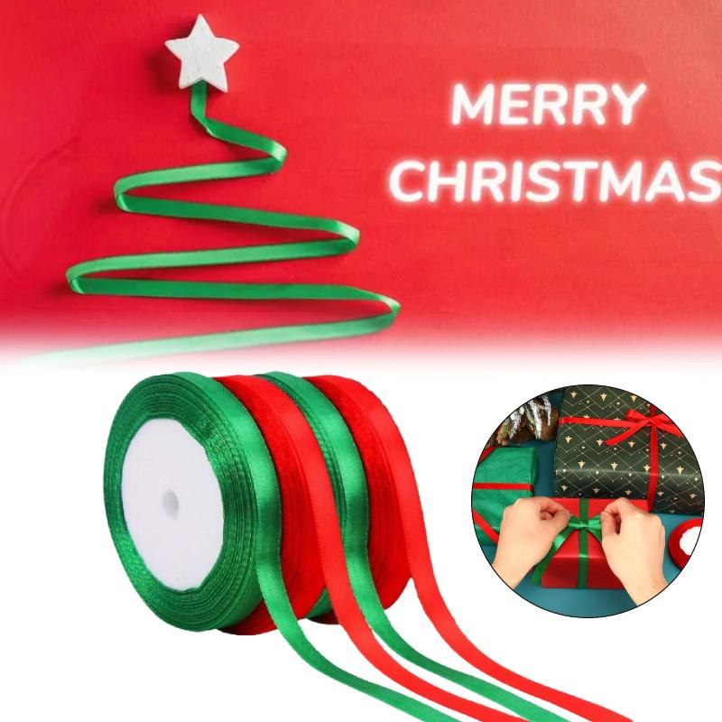 Christmas Ribbon 4pcs Red Green Wrap Bandage Diy Bow Wedding Card Gift Decor Box