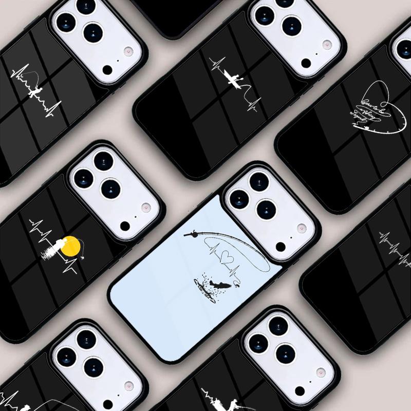Fishing Camping Heart Pulse Phone Case For IPhone 17 16e 15 14 13 12 11 Pro Max Air Mini Soft Protective Cover