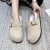 Fashion Winter New Baotou Slippers Women's Fashion Round Head Suede Deep Mouth Soft Sole Anti-slip Wear-resistant Flat Shoes