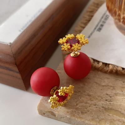 Ball Snowflake Auskarai Edition Lengvi Prabangūs Ankola Red Pearl Auskarai Naujieji Metai Linksmų vestuvių Skrudinukas Drabužiai Auskarai Moterys