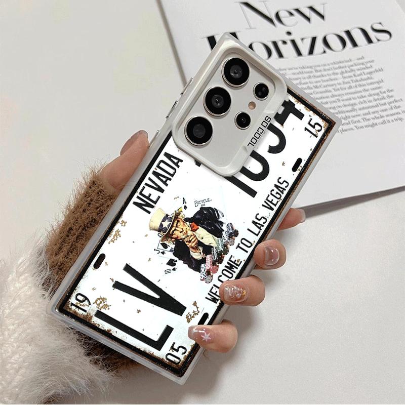 

Retro Vintage License Plate Soft Phone Case for Samsung Galaxy S24 S25 FE S26 Edge S23 Ultra S22 Plus S21 + Shockproof Cover Bac Samsung S24 FE