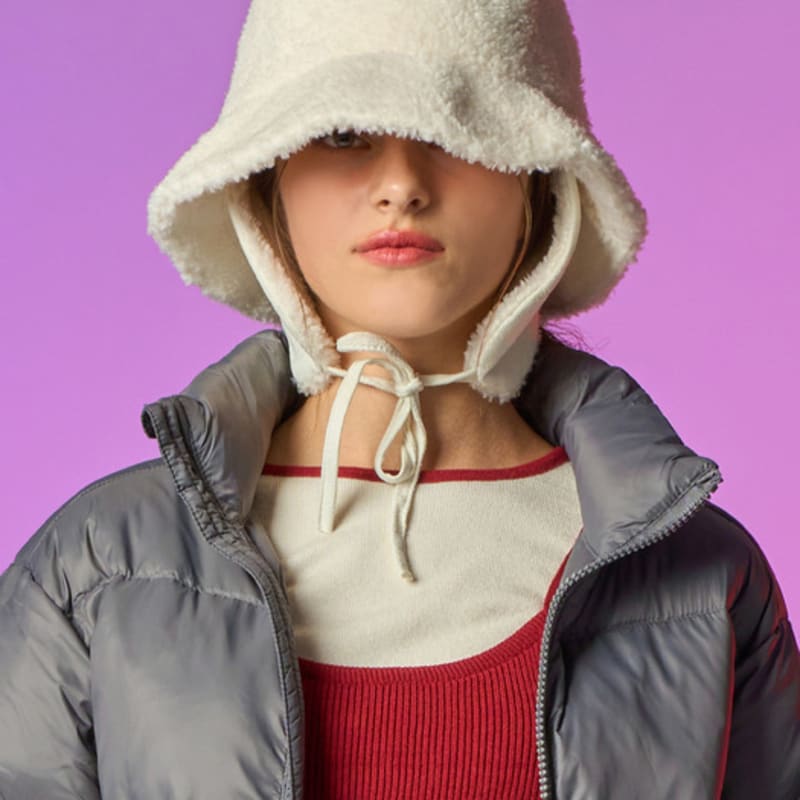KOLEAT [Fleece Lining] Cozy Vegan Wool Earmuff Bucket Hat [IVORY]