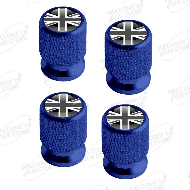 Aluminum For Union Jack Flag Logo Mini Cooper Jaguar Land Rover Vauxhall Lotus 4pcs Car Decor Wheel Tire Valve Caps Stem Cover TB1