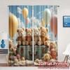 2pcs   2D FLAT PRINTING Curtains (Without Rod) Teddy Trio Chic Curtain Cloth Prints Light Filtering Curtains Thermal Insulation