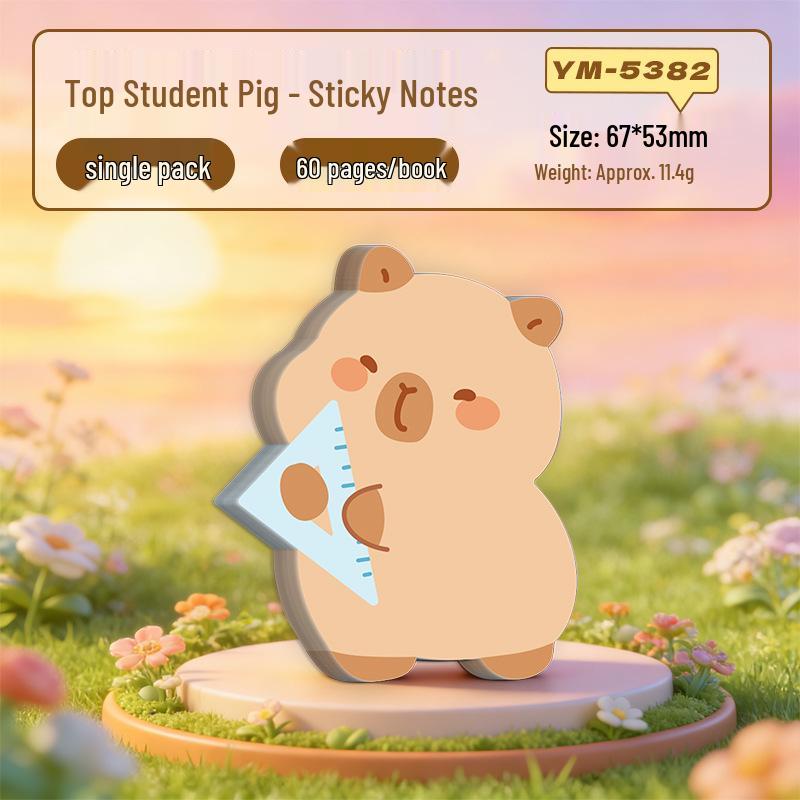 Capybara Irregular Shape Sticky Notes with Strong Adhesive - Reusable Student and Journaling Memo Stickers