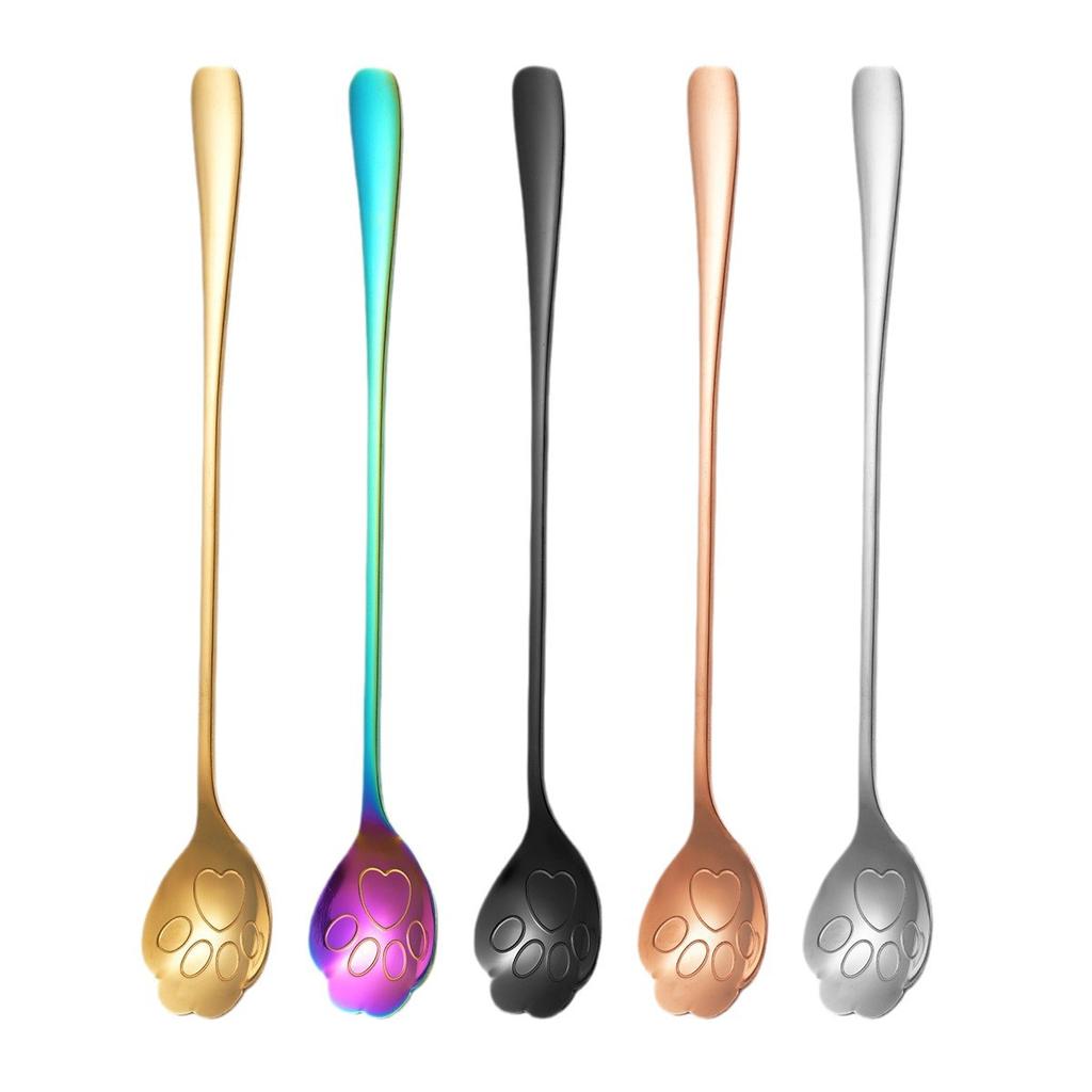 Creative, Long Handled Cat Paw Spoon, Stainless Steel, Coffee Spoon, Honey Mixing Spoon, Ice Spoon, Cocktail Bar Spoon, Spoon, Mug Spoon