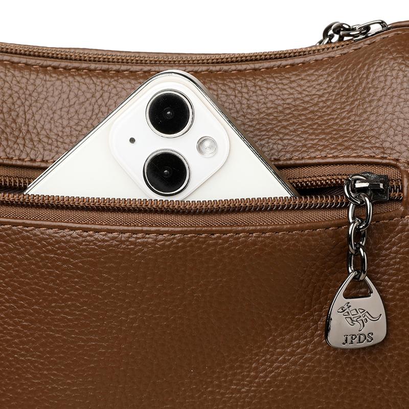 Damen Weiche Ledertasche Pendler Mehrschichtig Großes Fassungsvermögen Schulter Umhängetasche Mittelalterliche Muttertasche