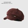 Maillard coffee suede octagonal hat women's autumn and winter warm versatile painter hat retro British newsboy hat