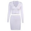 Short Skirt Suit Women V-neck Button Cardigan White Black Blue Women