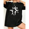 Oversized T Shirt Black Star Silhouette And Logo Print Casual Streetwear For Women