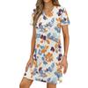 Women's Casual V-neck Short Sleeve Split Hem Floral Print Dress