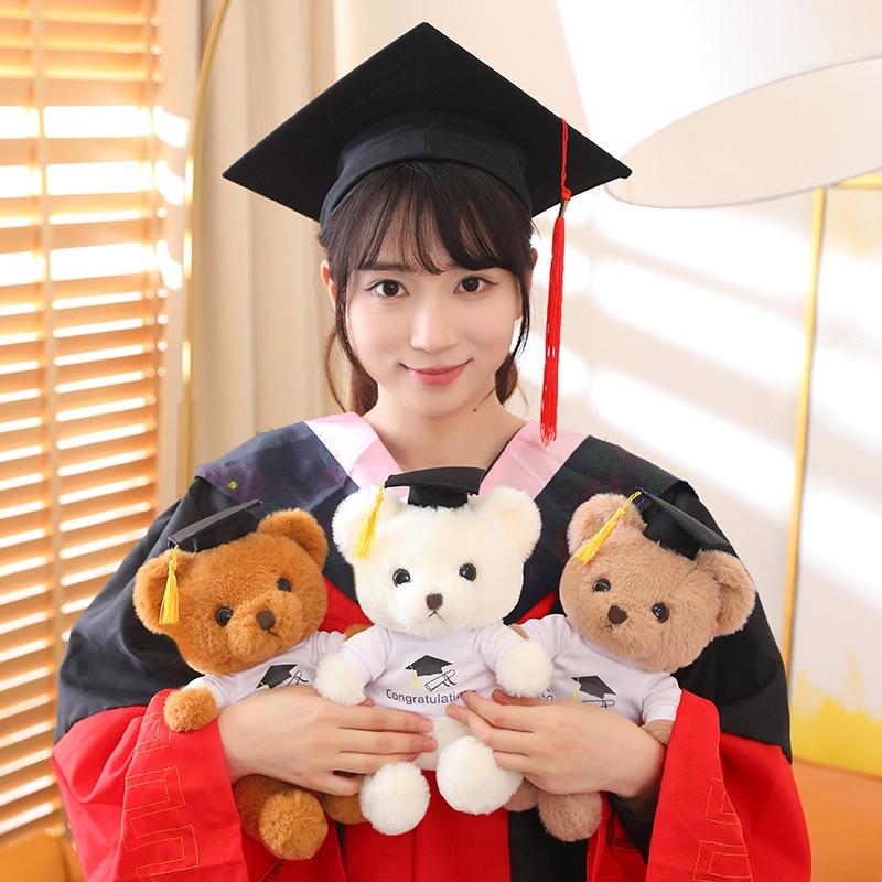 Niedlicher Abschlussbär Puppe Plüschtier Doktorhut Teddybär Umarmbär Puppe Student Abschlussgeschenk