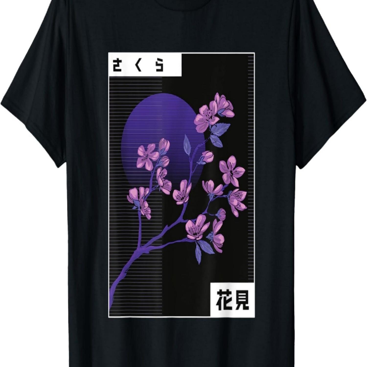 Purple Sakura Flowers  Cherry Blossom T-Shirt S чёрный