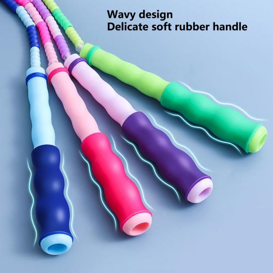 Beaded Skipping Rope Ergonomic Comfortable Grip Adjustable Flexibility Exercise PVC Physical Testing Training Jump Rope for Sports