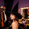 Cappello a Punta da Mago per Adulti in Velluto Cappello da Strega per Costume di Halloween con Ampio Bordo Magico Copricapo per Festival Dark Fantasy Cosplay Adulto
