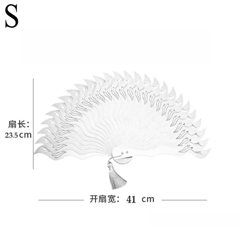 

Chinese Style Ancient Fan Stainless Steel Hollow Fan Kung Fu/Tai Chi Props Portable Adult Metal Folding Fan Metal Handicrafts