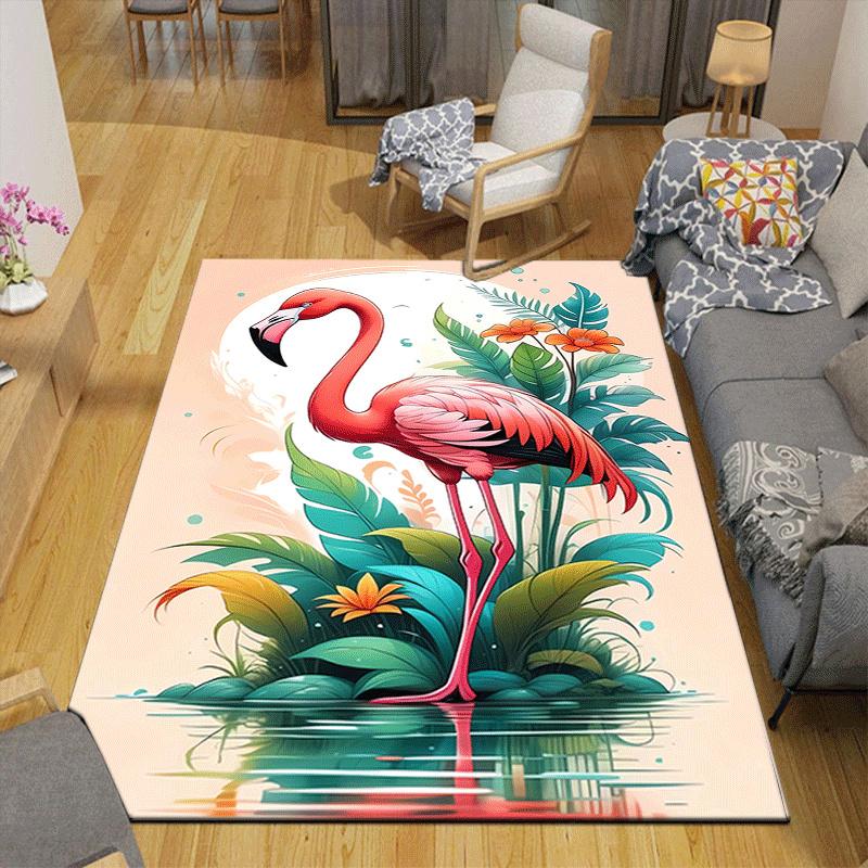 1pc Elegant flamingo Design Area Rug - Soft, Anti-Slip, and Durable Gaming Room Decor for Bedroom