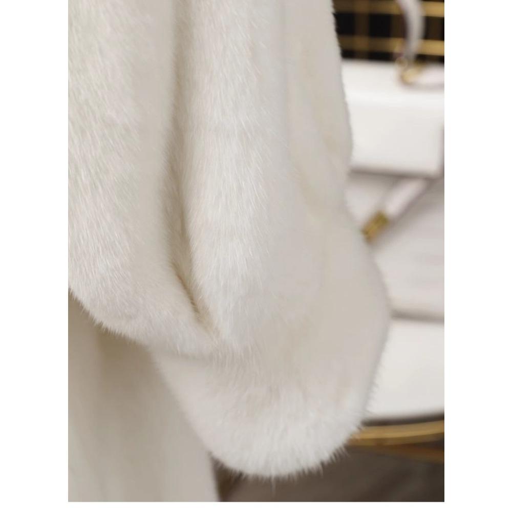 New High-end Imitation Velvet Mink Fur Coat Fur Coat Women's Long Hooded Environmentally Friendly Fur Coat