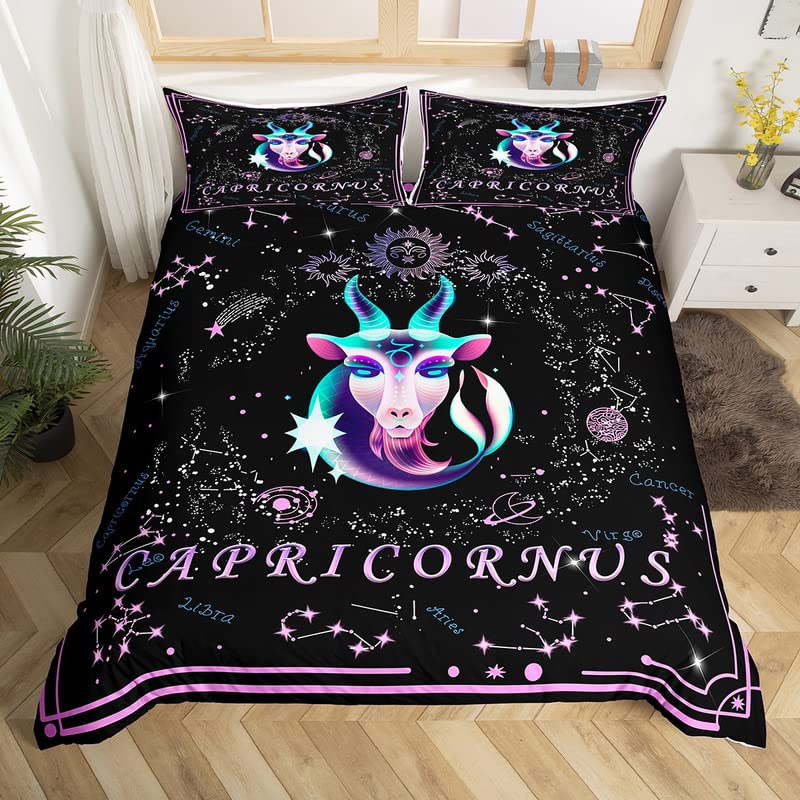 Gemini King Queen Duvet Cover Constellation Horoscope Comforter Cover Astrology Galaxy Bedding Set Star Polyester Quilt Cover