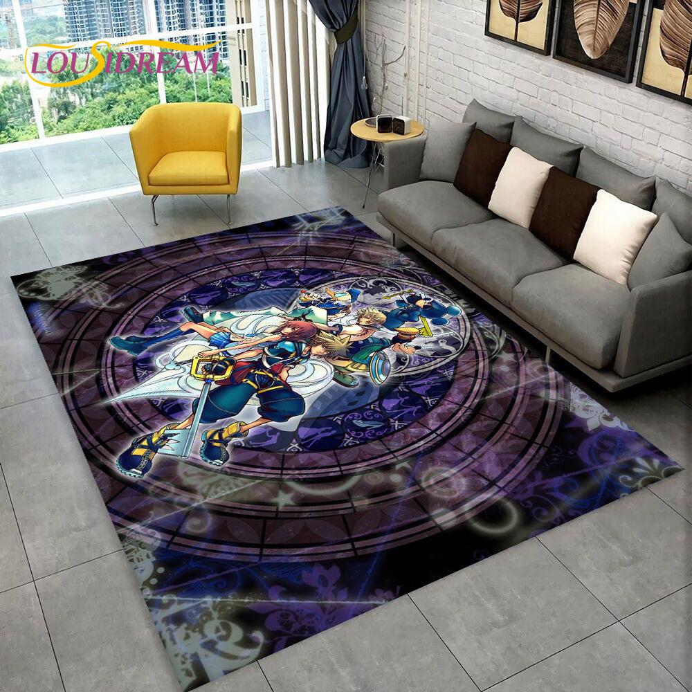 3D Cartoon Kingdom Hearts Game Carpet Rug for Home Living Room Bedroom Sofa Doormat Decor,kids Play Area Rug Non-slip Floor Mat