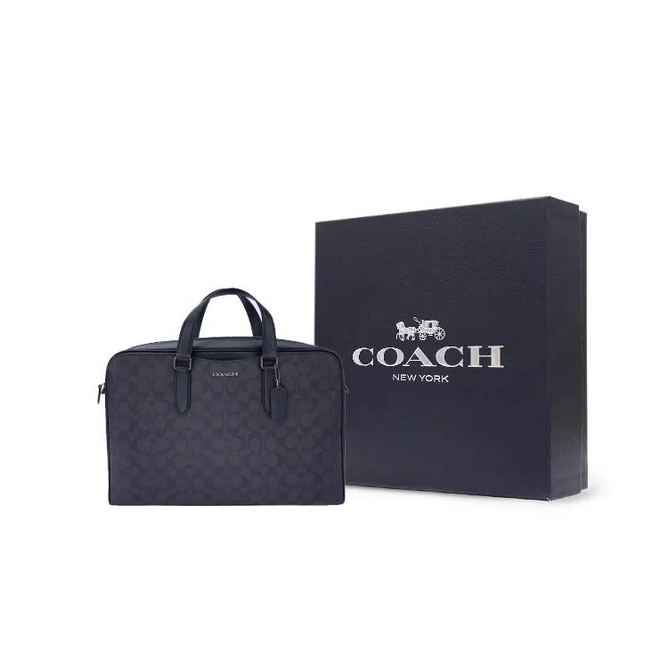 Coach Graham Calfskin Portable One Shoulder Crossbody Briefcase Large Men's Black (Unisex) Briefcases C8175 QBN3A