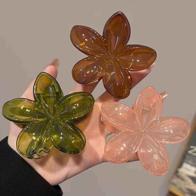 Fashion Flower Hair Claw Korean Large Crab Clamp Vintage Women Ponytail Shark Clip Headdress Hair Accessories Fashion Jewelry