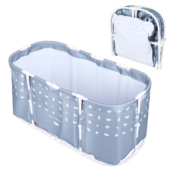 Large Foldable Bathtub for Shower Stall, Portable Family Soaking Tub for Adults, Non-Inflatable Collapsible SPA Tub for Hot, Ice Bath, No Installation