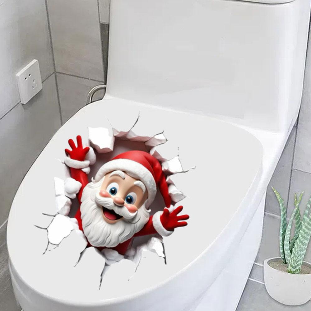 Santa Claus Break-Through Wall Decal, Vinyl Christmas Wall Stickers, Removable Holiday Decor for Home and Living Spaces