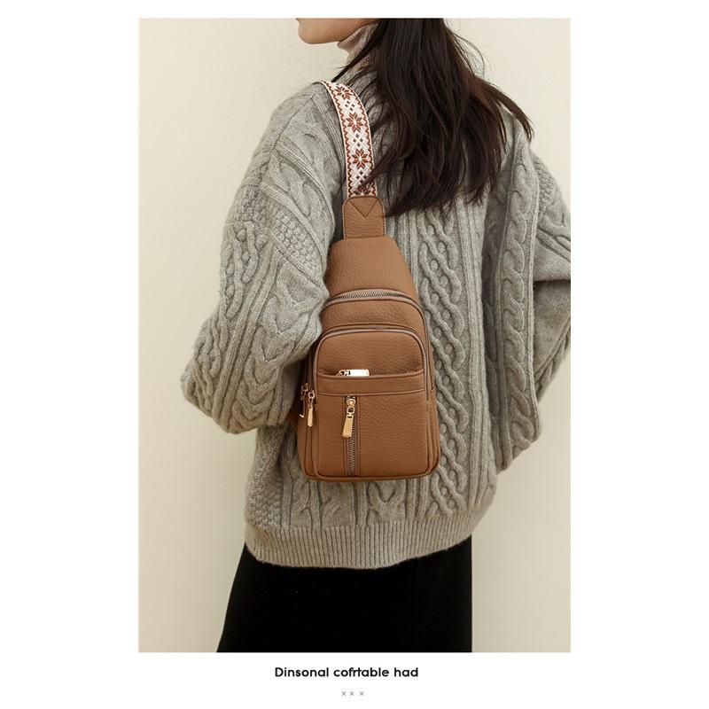 Die neue Damen PU Brusttasche Einfach und leicht, Mehrfachteiliges lässiges Messenger Bag, Einfarbige Allround-Umhängetasche