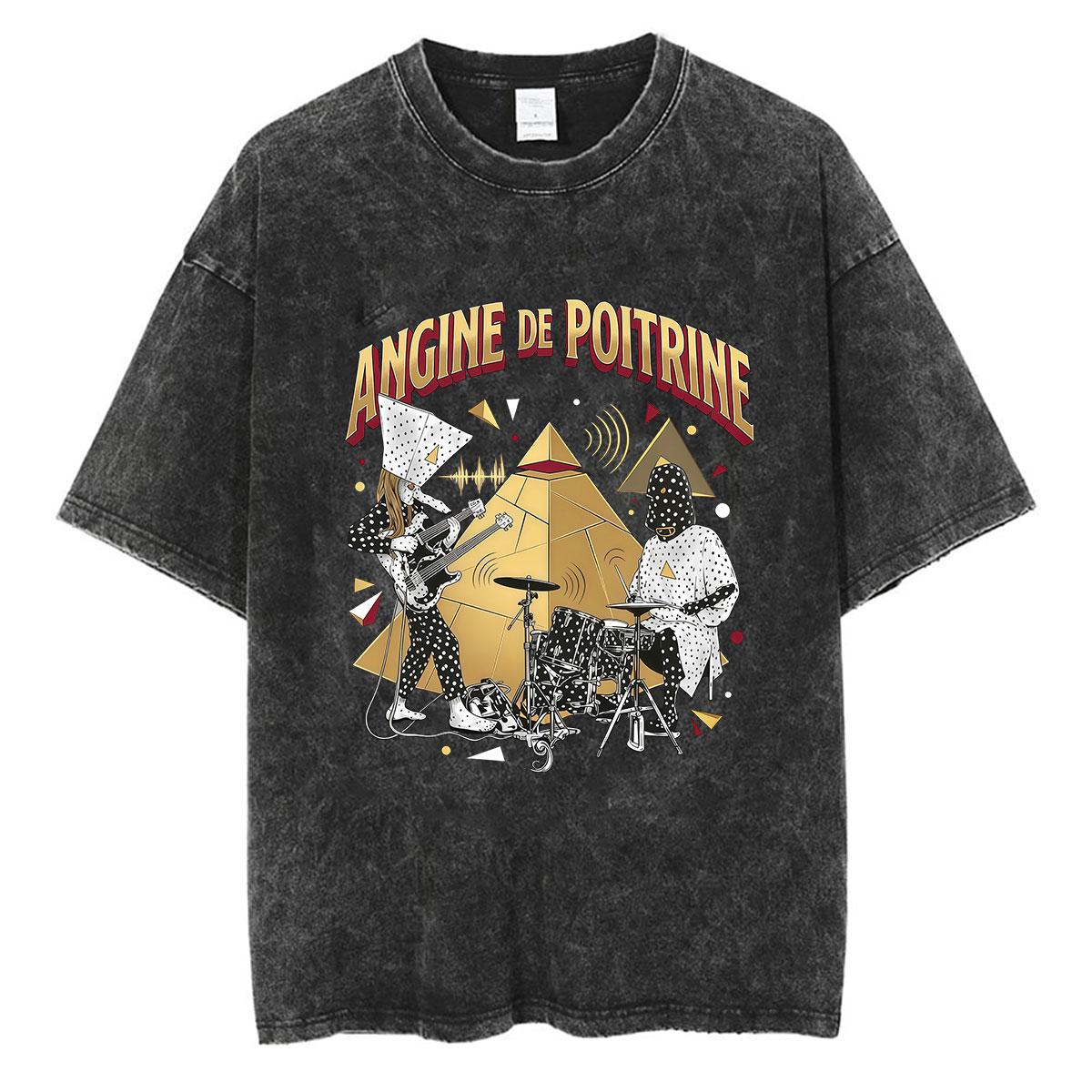 ZX washed tee Rock Band Angine De Poitrine Vintage Gewassen Grafisch T-shirt Mannen Vrouwen Casual Mode Gothic Oversized Katoenen T-shirts Streetwear M