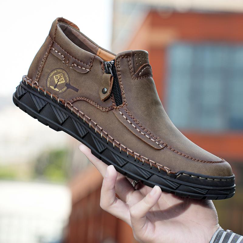 Handmade Split Leather Boots Men Shoes Comfortable Ankle Boots For Men Casual Shoes Large Size Tooling Shoes