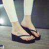Student Women's Summer Non-Slip Toe-Post Slippers - Korean Style Wedge Heel with Thick Sole.