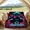 1PC Custom Name Cyberpunk Headphones Artwork Outdooor Flannel Blankets Patterns Throw Blanket All-Season Soft Gift for Couch, Bed, Camping Gifts