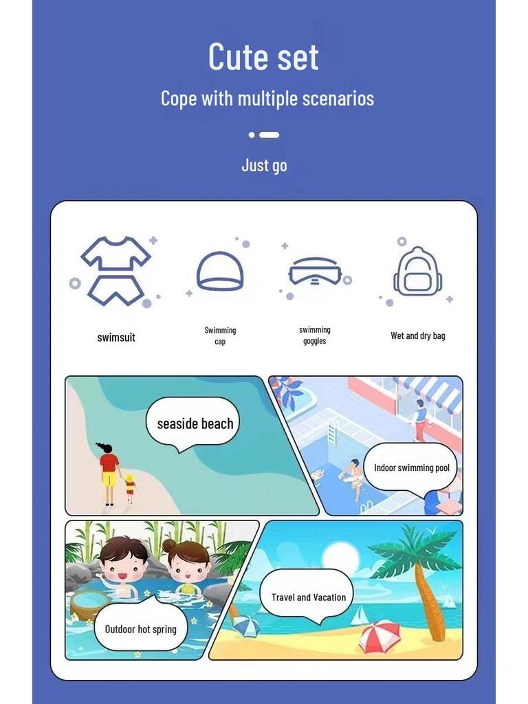 Kids' Quick-Dry Conservative One-Piece Swimsuit - Short-Sleeved, Waterproof, for Boys and Girls - Toddler To Youth Sizes